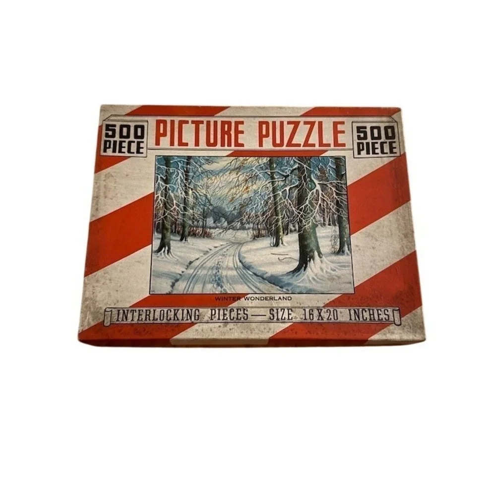 The Saylor Puz. Co. 500 Piece Picture Puzzle Winter Wonderland 16x20 vintage